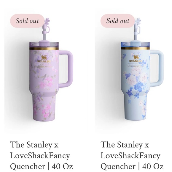 STANLEY x LoveShackFancy 40 Oz Quencher Cup Happy thoughts purple lavender print - Picture 10 of 11